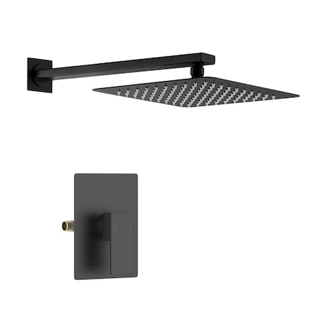 Kibi Cube Pressure Balanced Single Function Shower System with Rough In Valve - Matte Black KSF411MB